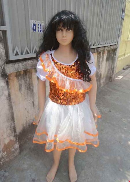 Đầm múa trẻ em kim sa cam bèo chéo