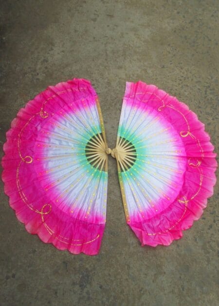 Quạt nan tre 3 màu Hồng - Trắng - Xanh lá