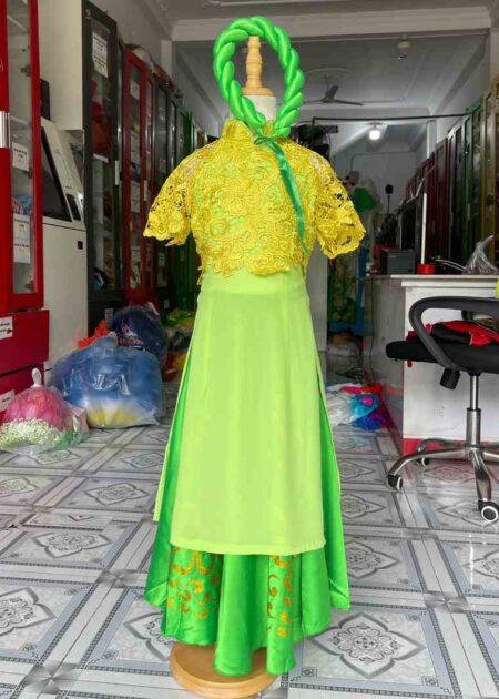Trang phục áo dài váy xanh lá trẻ em - Người gieo mầm xanh