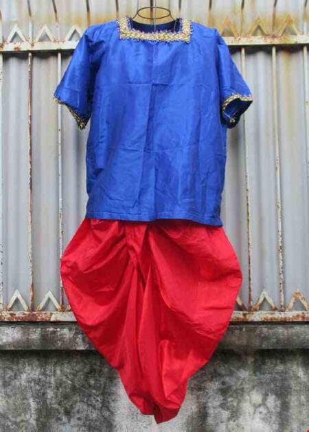 Trang phục dân tộc Khơ me (Khmer) nam áo xanh dương quần đỏ