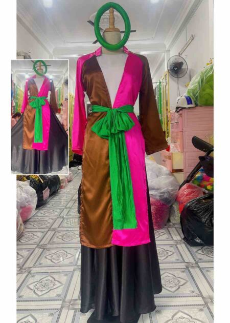 Trang phục tứ thân phi trơn hồng sen nâu