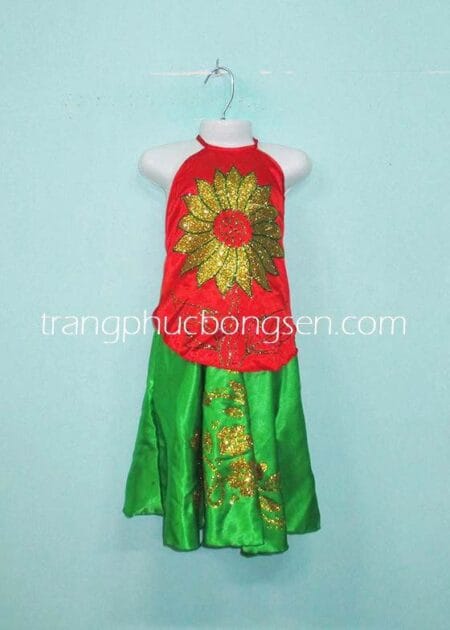 Yếm mầm non phun hoa hướng dương màu đỏ
